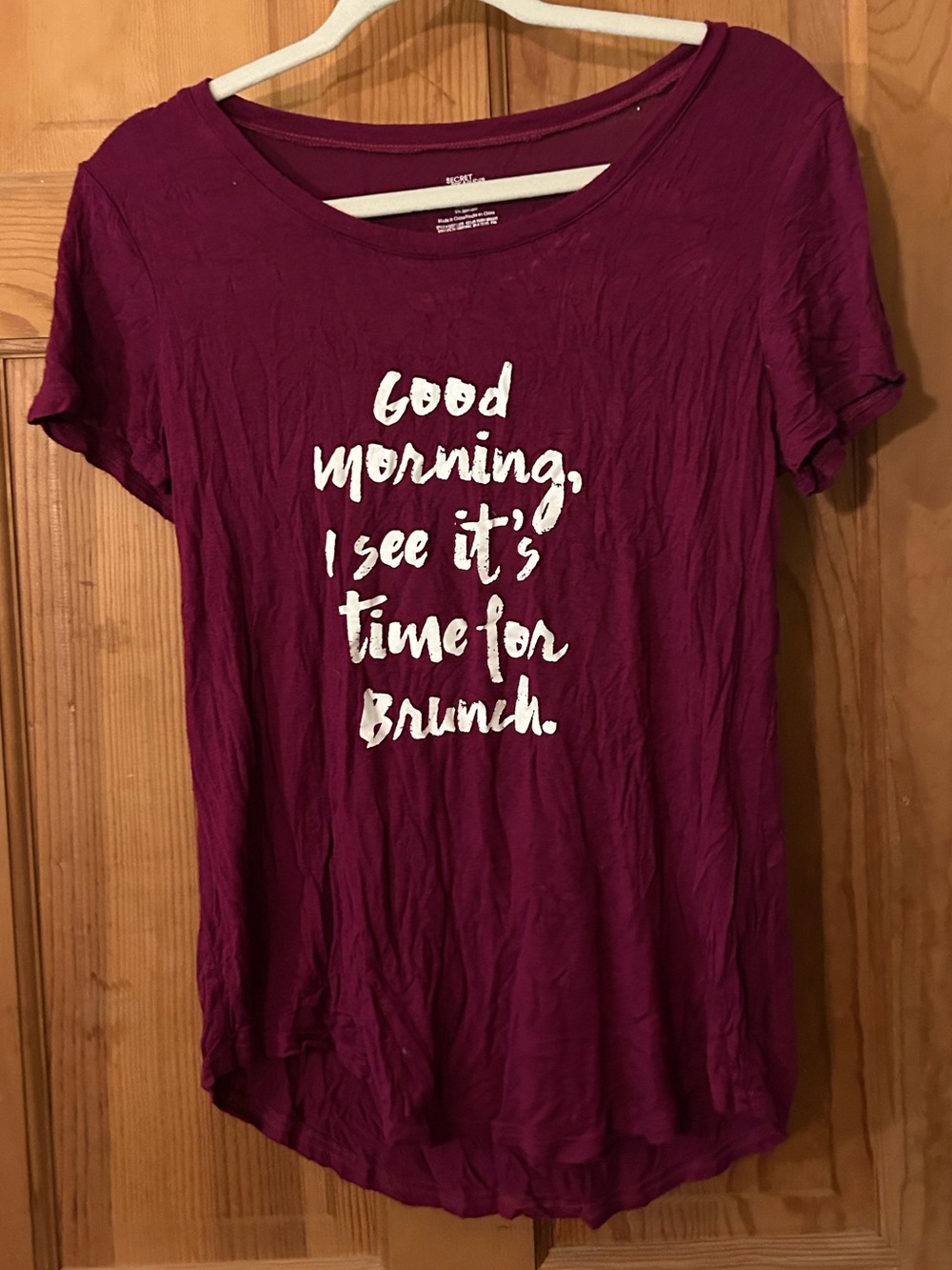 Secret Treasures Magenta Short Sleeve Graphic Pajama T Shirt - White Script